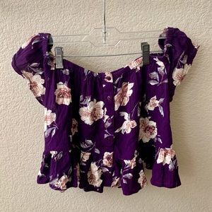 SOLD🛑Cropped Floral off the shoulder top